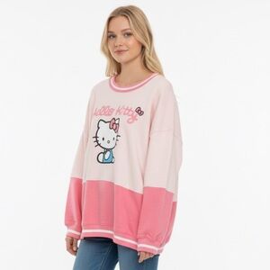 NWT Hello Kitty Oversized Pink Colorblock Pullover Sweatshirt - Kawaii Core